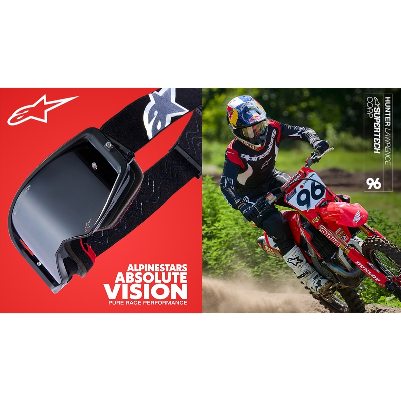 Alpinestars Supertech Corp ROLL-OFF Wide Vision motokrosa brilles zili oranžā krāsā ar caurspīdīgu lēcu
