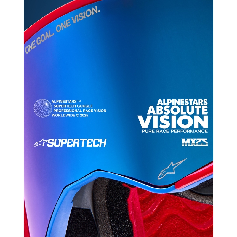 Alpinestars Supertech Corp ROLL-OFF Wide Vision motokrosa brilles zili oranžā krāsā ar caurspīdīgu lēcu