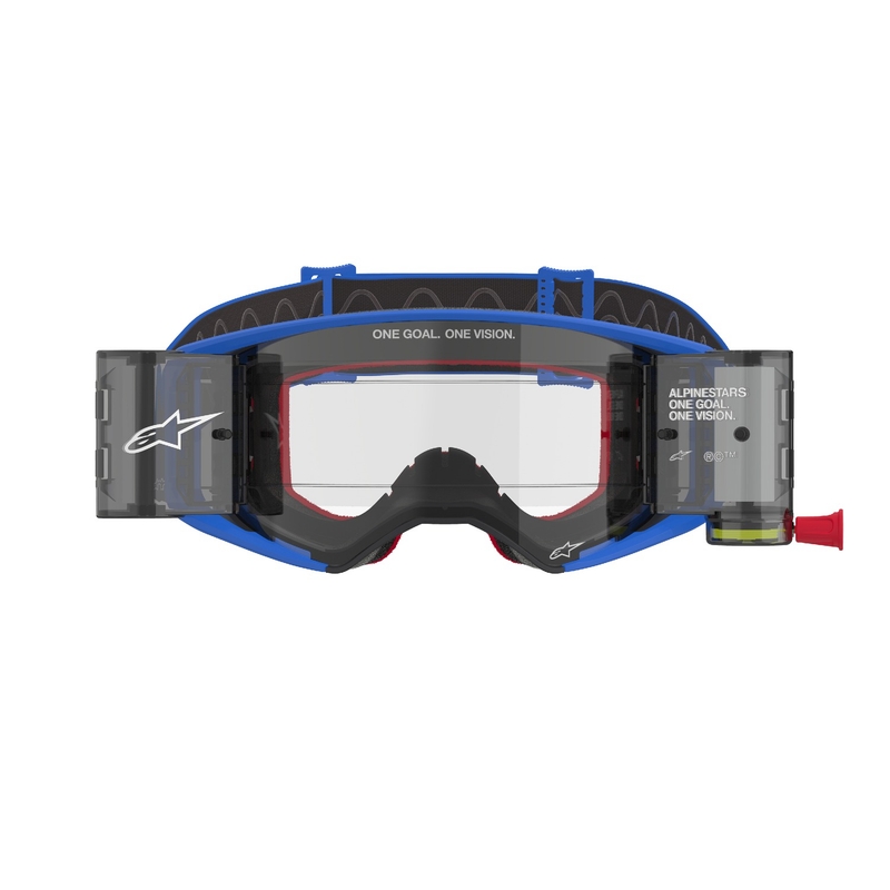 Alpinestars Supertech Stream ROLL-OFF Wide Vision motokrosa brilles zilas ar caurspīdīgu lēcu