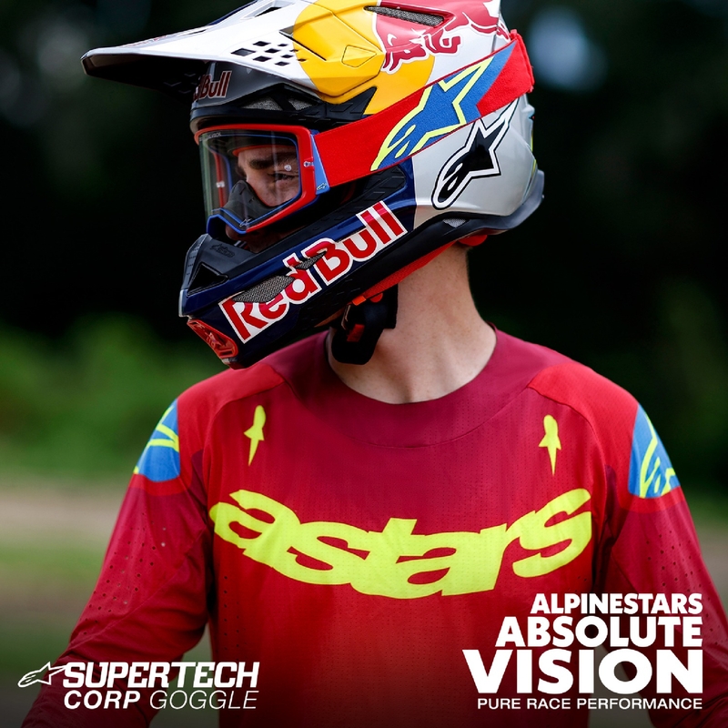 Alpinestars Supertech Stream ROLL-OFF Wide Vision motokrosa brilles zilas ar caurspīdīgu lēcu