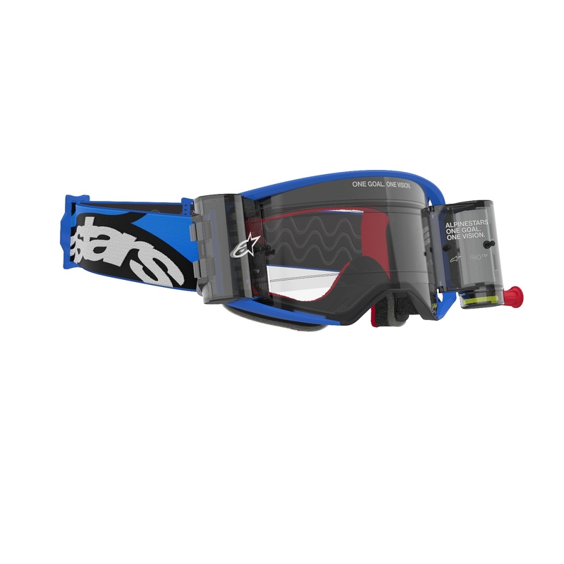 Alpinestars Supertech Stream ROLL-OFF Wide Vision motokrosa brilles zilas ar caurspīdīgu lēcu