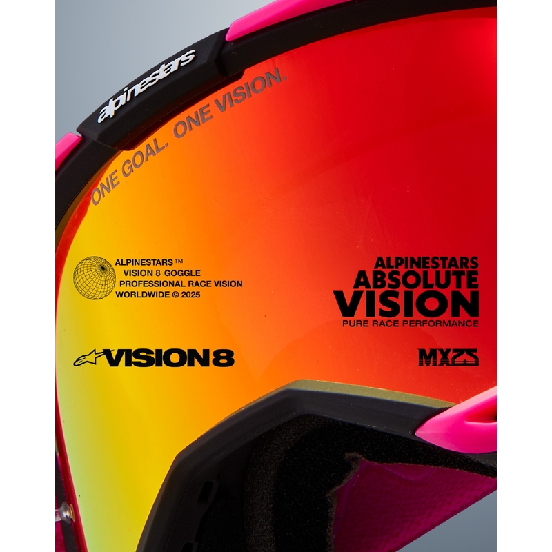 Motokrosové brýle Alpinestars Vision 8 Wordmark ROLL-OFF Wide Vision bílo-fluo žluté s čirým zorníkem