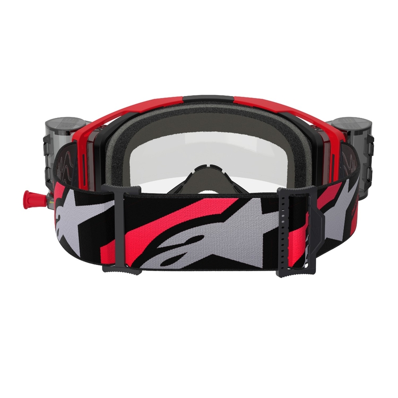 Alpinestars Vision 8 Luar ROLL-OFF Wide Vision motokrosa brilles sarkanā un melnā krāsā ar caurspīdīgu lēcu