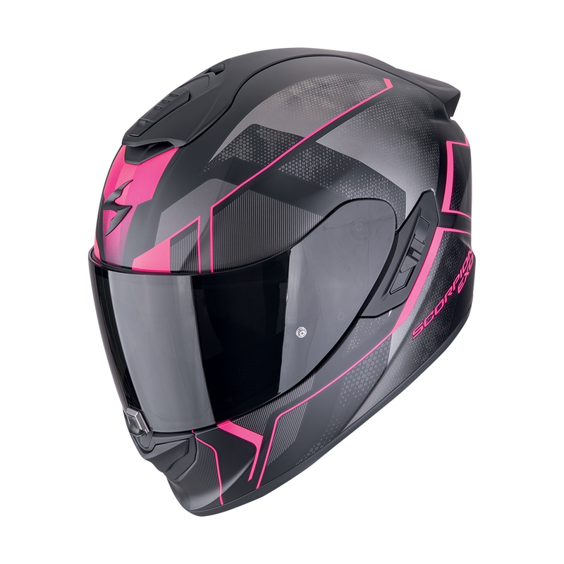 Integrēta moto ķivere Scorpion EXO-1400 EVO II AIR INTENSIO matēta melna-rozā krāsā izpārdošana