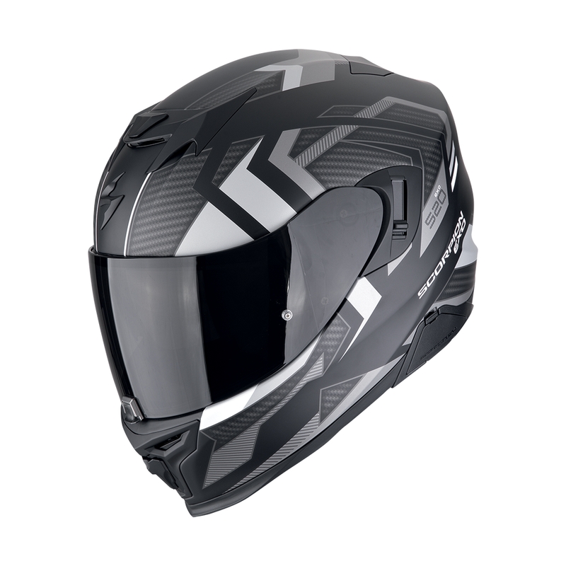 Integrēta motocikla ķivere Scorpion EXO-520 EVO AIR SENSUS matēta melna-sudraba krāsā izpārdošana