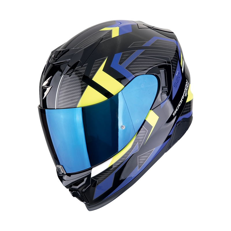 Integrální helma na motorku Scorpion EXO-520 EVO AIR SENSUS černo-modro-fluo žlutá výprodej