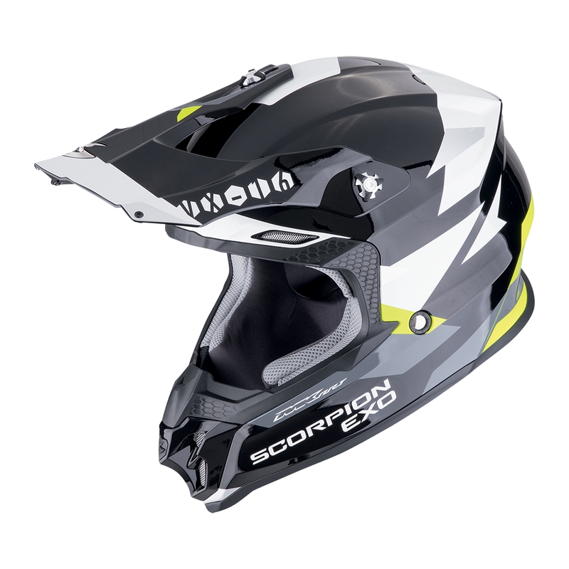 Motokrosa ķivere Scorpion VX-16 EVO AIR ROD melna-fluo dzeltena