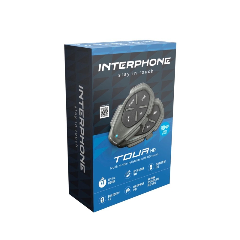 Bluetooth brīvroku austiņas Interphone CellularLine TOUR HD divu ierīču komplekts (2 gab.)