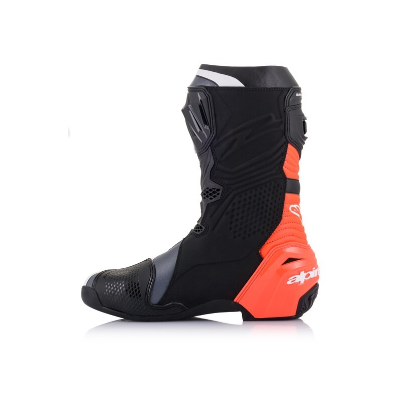 Alpinestars Supertech R melni-fluo sarkani-balti-pelēki motocikla zābaki