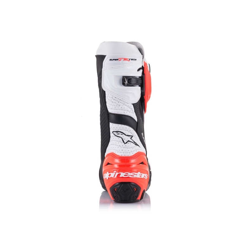 Alpinestars Supertech R Vented Black-White-Fluo Red motociklu zābaki