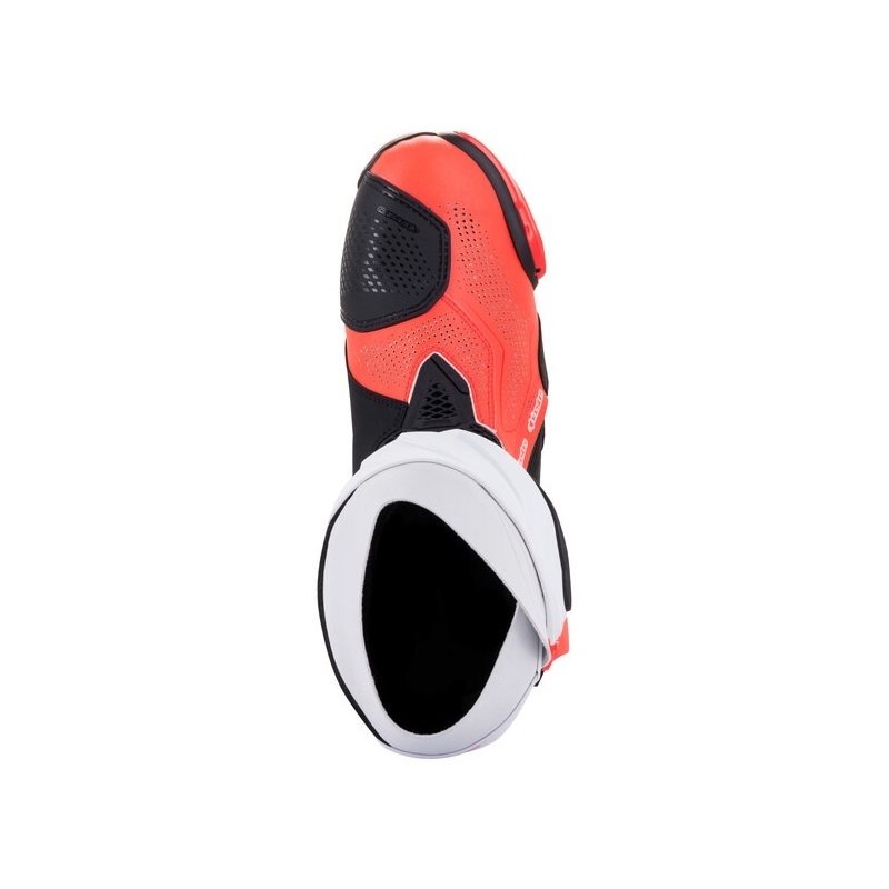Alpinestars Supertech R Vented Black-White-Fluo Red motociklu zābaki