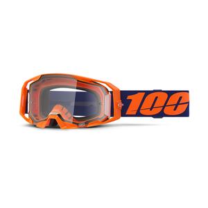 Motokrosa brilles 100% ARmatic Neon Orange ar caurspīdīgu pleksi