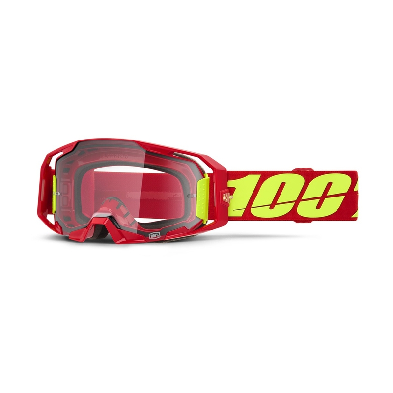 Motokrosa brilles 100% ARmatic sarkanas ar caurspīdīgu pleksi