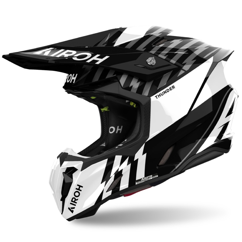 Motokrosa ķivere Airoh Twist 3 Thunder spīdīga melna un balta