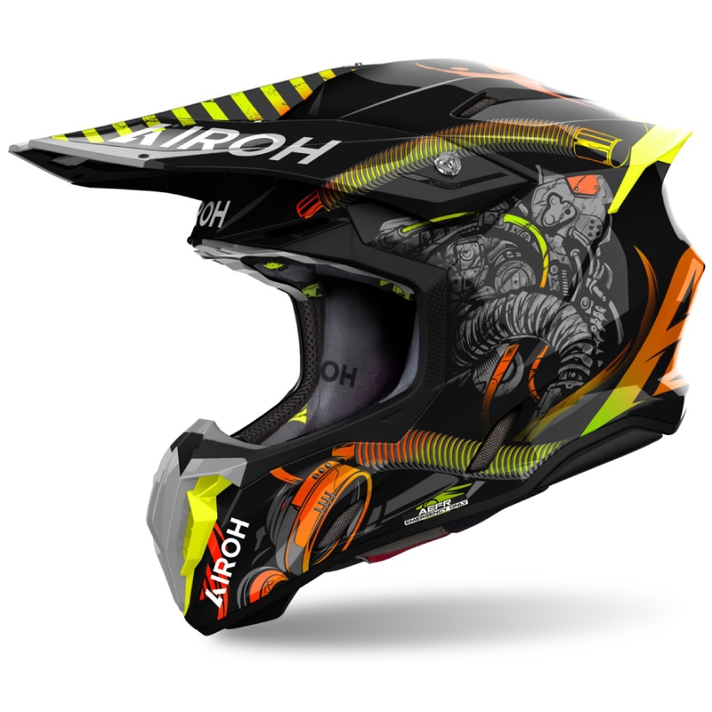 Motokrosa ķivere Airoh Twist 3 Toxic melna-oranža