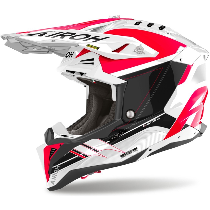 Motokrosa ķivere Airoh Aviator 3 Saber spīdīgi sarkana