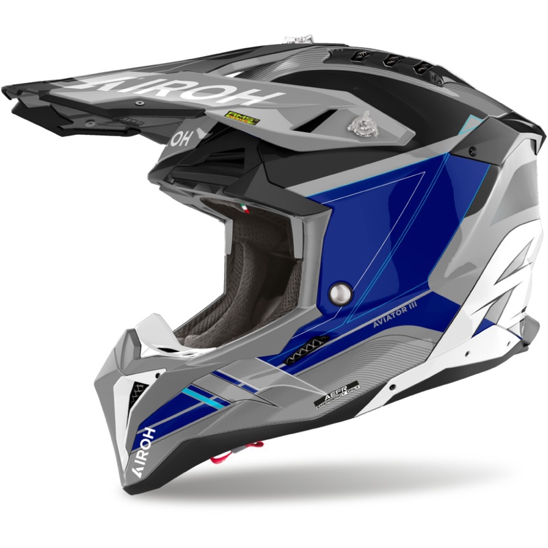 Motokrosa ķivere Airoh Aviator 3 Saber spīdīgi zila