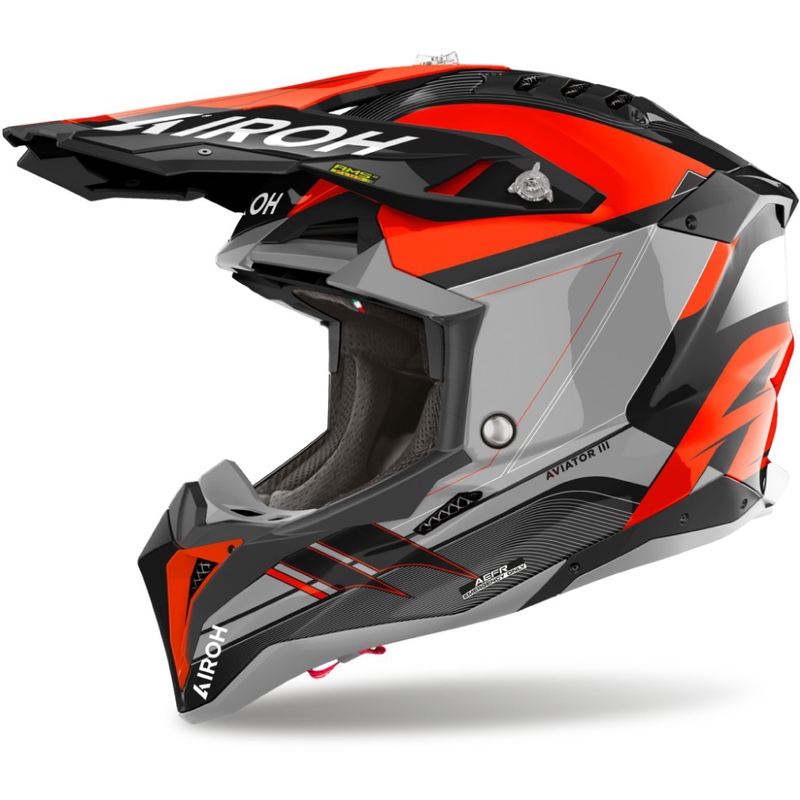 Motokrosa ķivere Airoh Aviator 3 Saber glancēts oranžs