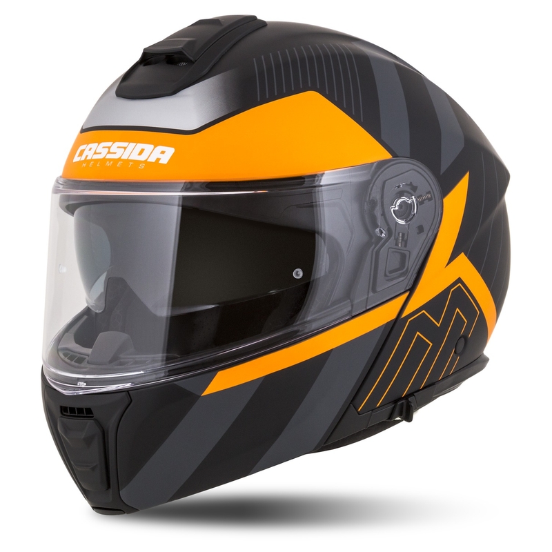 Cassida Modulo 2.1 Profile flip-up moto ķivere matēta melna-pelēka-oranža