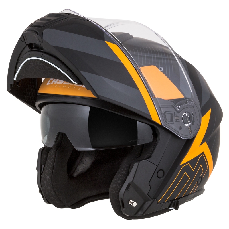 Cassida Modulo 2.1 Profile flip-up moto ķivere matēta melna-pelēka-oranža