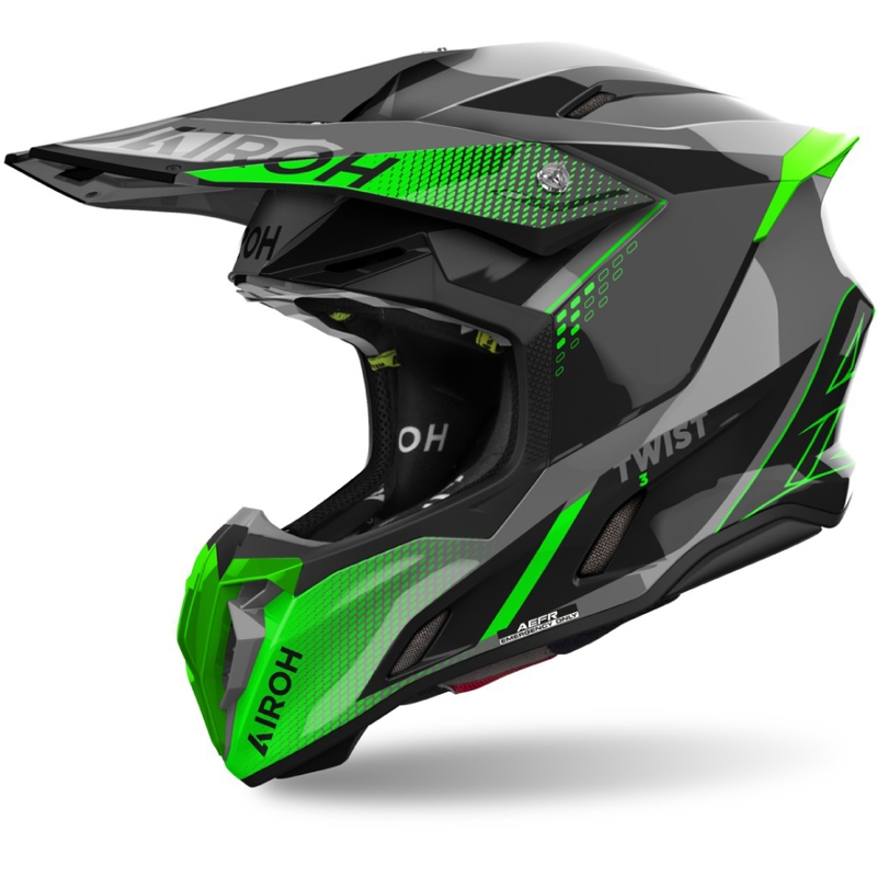 Motokrosa ķivere Airoh Twist 3 Shard spīdīgi zaļa