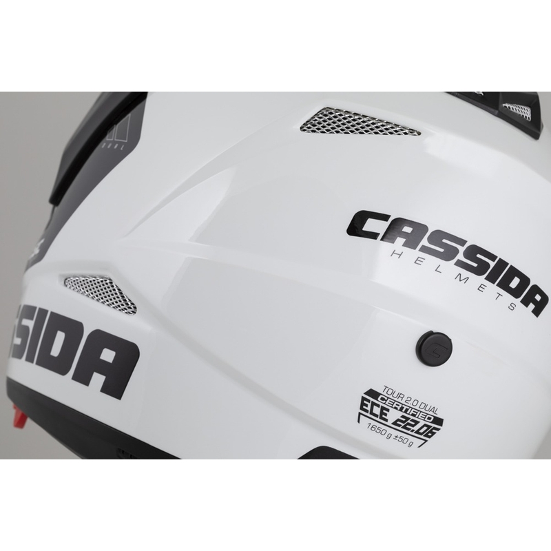 Enduro ķivere Cassida Tour 2.0 X-tra fluo dzeltena- melna- melna- sarkana-pelēka ar melnu matētu vizieri