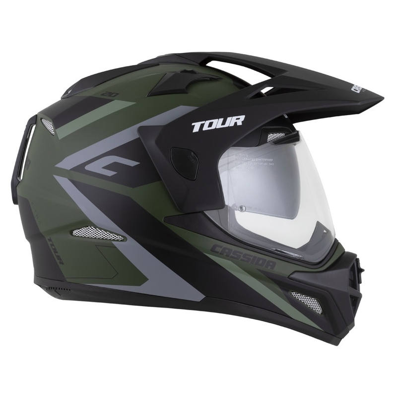 Enduro ķivere Cassida Tour 2.0 X-tra matēta zaļgani pelēk- melna ar melnu matētu vizieri