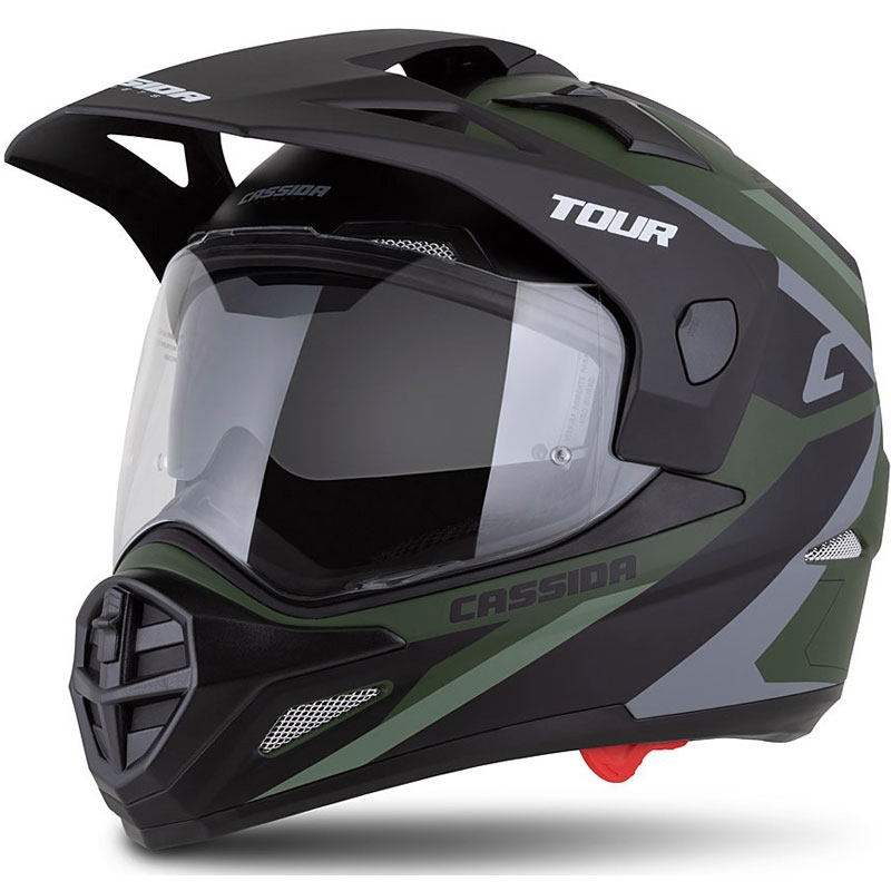 Enduro ķivere Cassida Tour 2.0 X-tra matēta zaļgani pelēk- melna ar melnu matētu vizieri