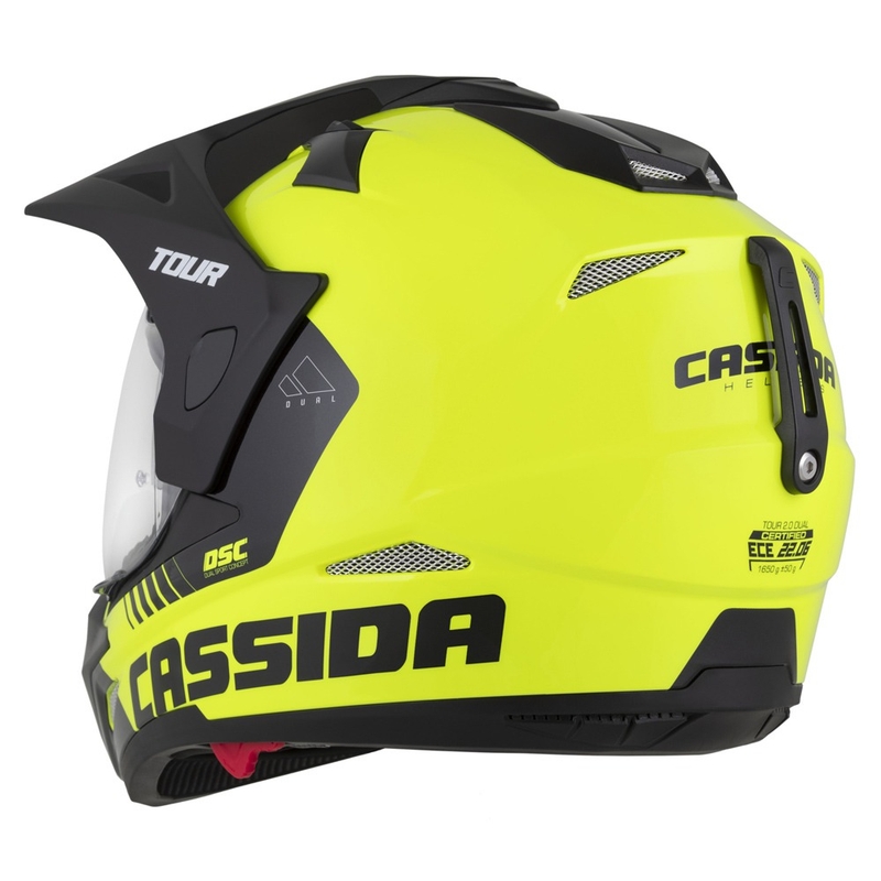 Enduro ķivere Cassida Tour 2.0 Dual fluo dzelteni melna ar melnu matētu vizieri