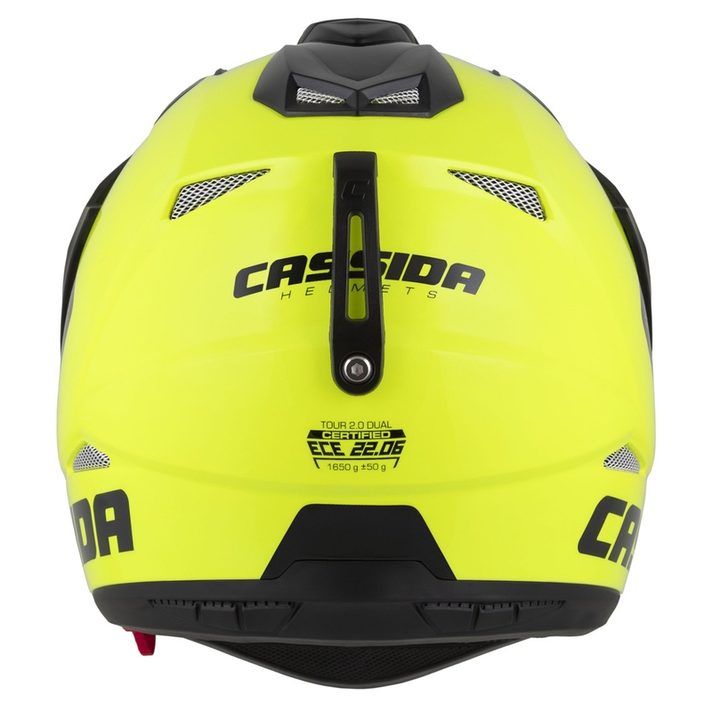 Enduro ķivere Cassida Tour 2.0 Dual fluo dzelteni melna ar melnu matētu vizieri