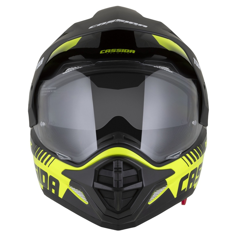 Enduro ķivere Cassida Tour 2.0 Dual fluo dzelteni melna ar melnu matētu vizieri