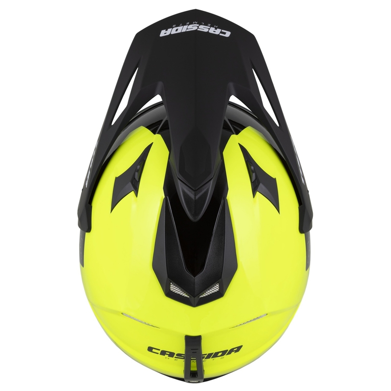 Enduro ķivere Cassida Tour 2.0 Dual fluo dzelteni melna ar melnu matētu vizieri