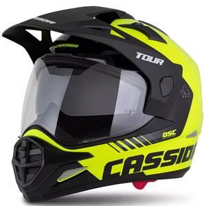 Enduro ķivere Cassida Tour 2.0 Dual fluo dzelteni melna ar melnu matētu vizieri