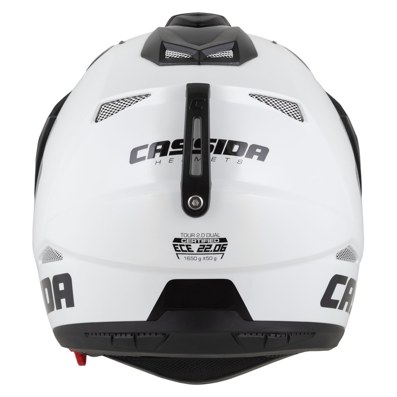 Enduro ķivere Cassida Tour 2.0 Dual balta-melna ar melnu matētu vizieri
