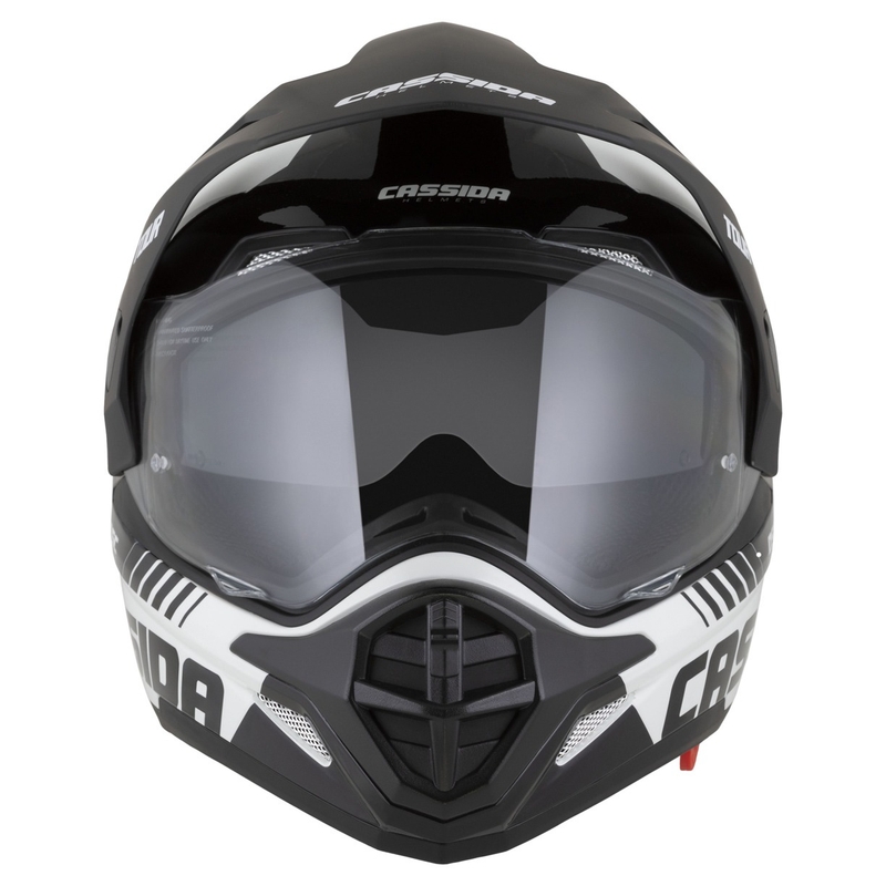 Enduro ķivere Cassida Tour 2.0 Dual balta-melna ar melnu matētu vizieri