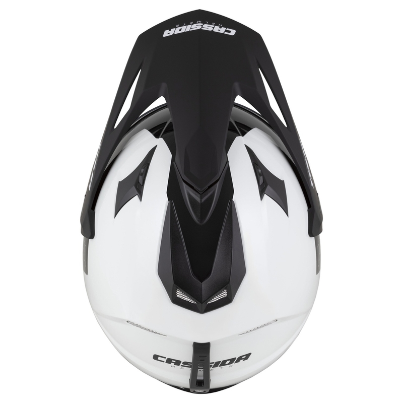Enduro ķivere Cassida Tour 2.0 Dual balta-melna ar melnu matētu vizieri