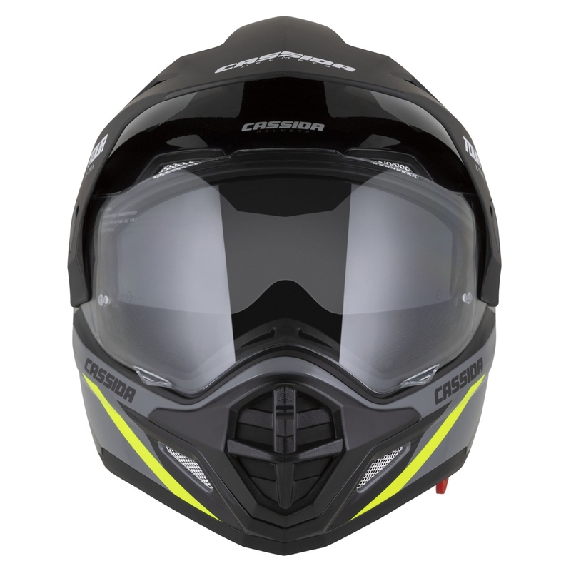 Enduro ķivere Cassida Tour 2.0 X-tra pelēka-fluo dzelteni melna ar melnu matētu vizieri