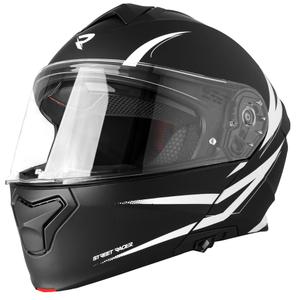 Flip-up motociklu ķivere Street Racer Fury matēta melnā un baltā krāsā