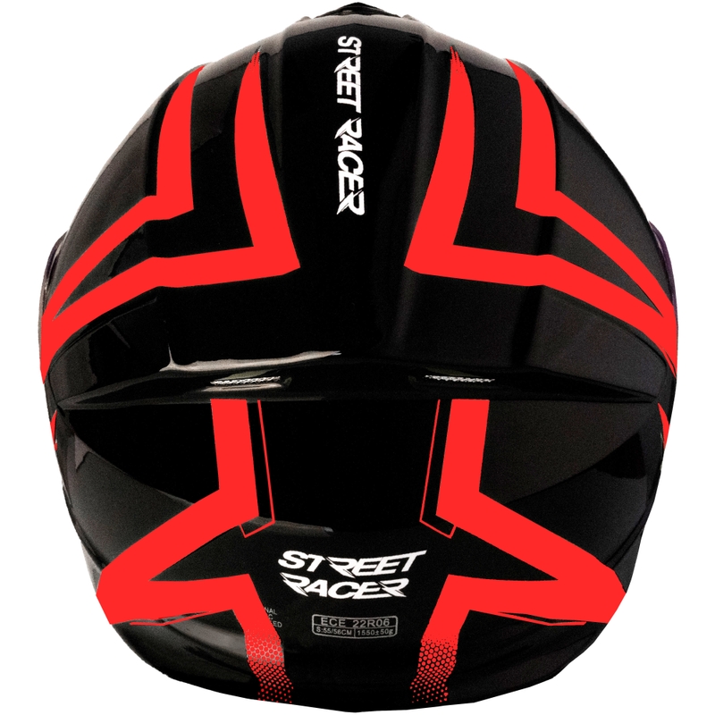 Street Racer Fury melnā un sarkanā flip-up motocikla ķivere