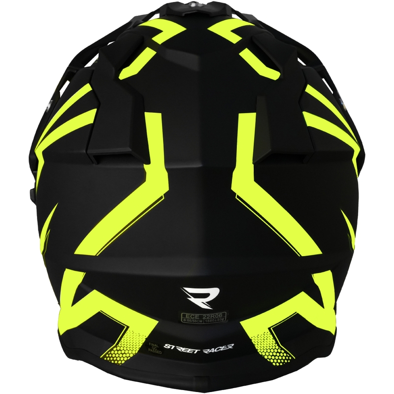 Enduro motociklu ķivere Street Racer Ignite matēta melna-fluo dzeltena