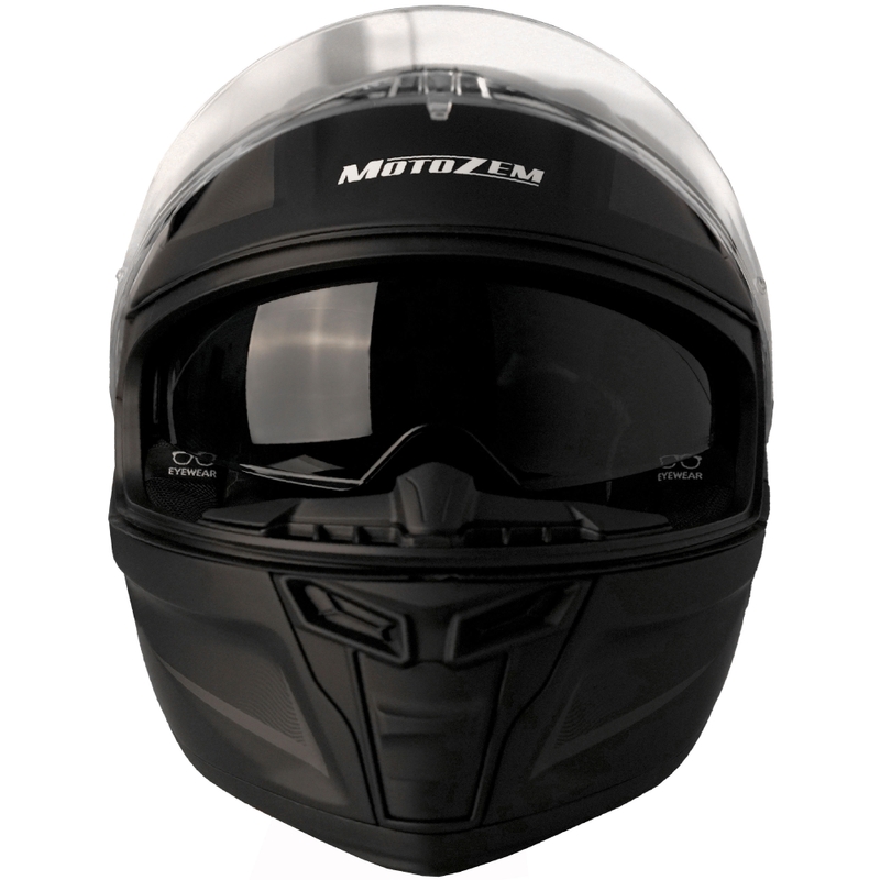 MotoZem Guardian pilnas sejas motocikla ķivere, matēti melna