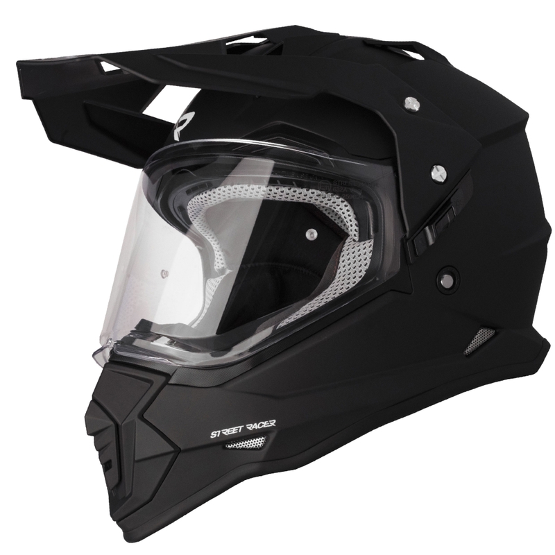 Enduro motocikla ķivere Street Racer Ignite matēti melna