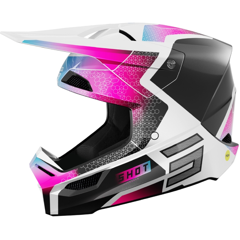 Motokrosa ķivere Shot Race Phaser pearl melnā-zilā-rozā krāsā