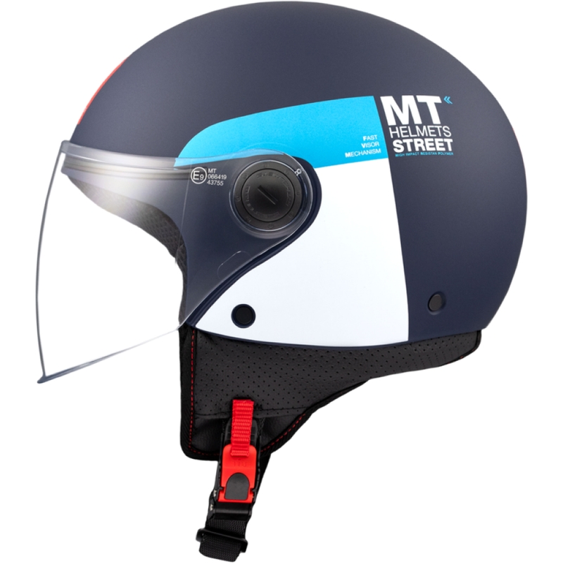 Atvērtā motociklu ķivere MT STREET INBOARD C7 matēta zili balta