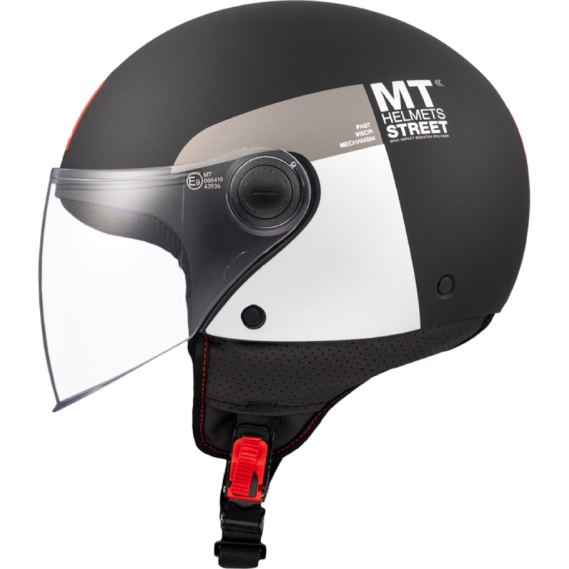 Atvērtā motociklu ķivere MT STREET INBOARD D2 matēts melns-sudrabs