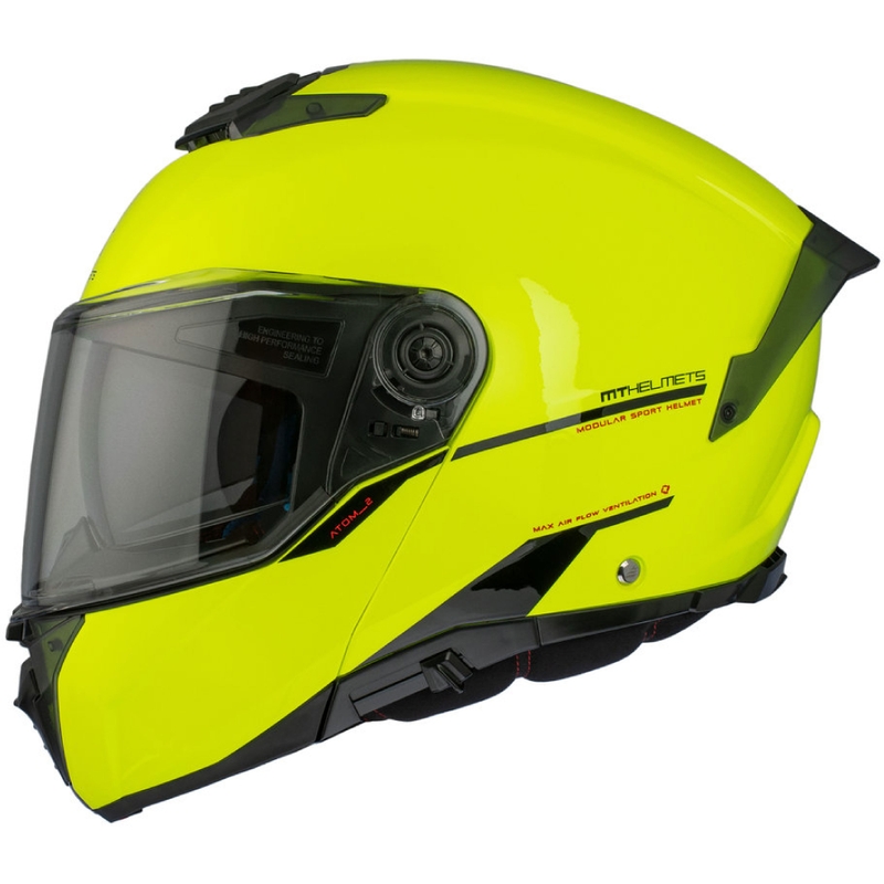 MT ATOM 2 SV SOLID A3 fluo dzeltena spīdīga moto ķivere