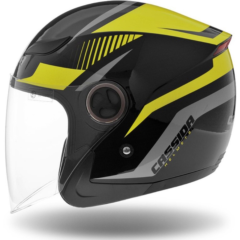 Cassida Reflex atvērta moto ķivere melns-sudraba-fluo dzeltens
