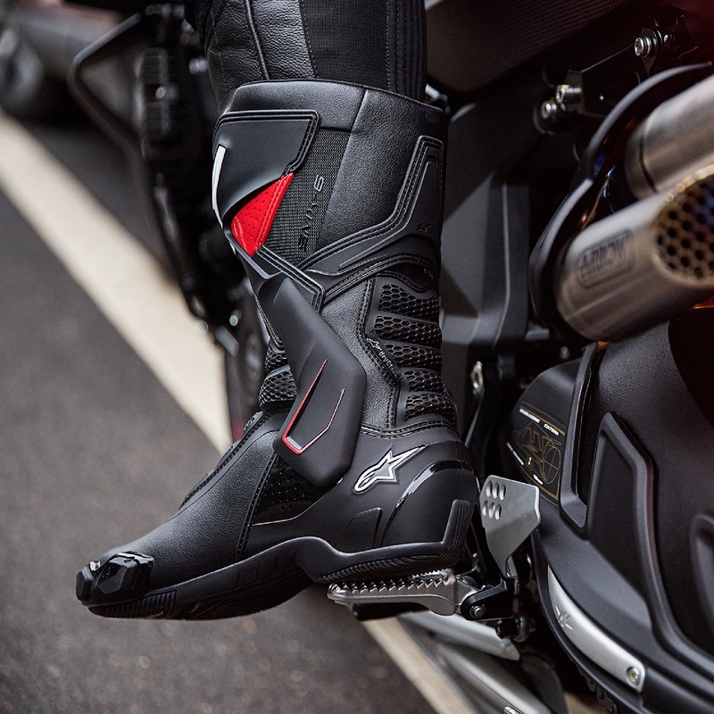 Alpinestars SMX-6 3 Drystar melni un sarkani motocikla zābaki