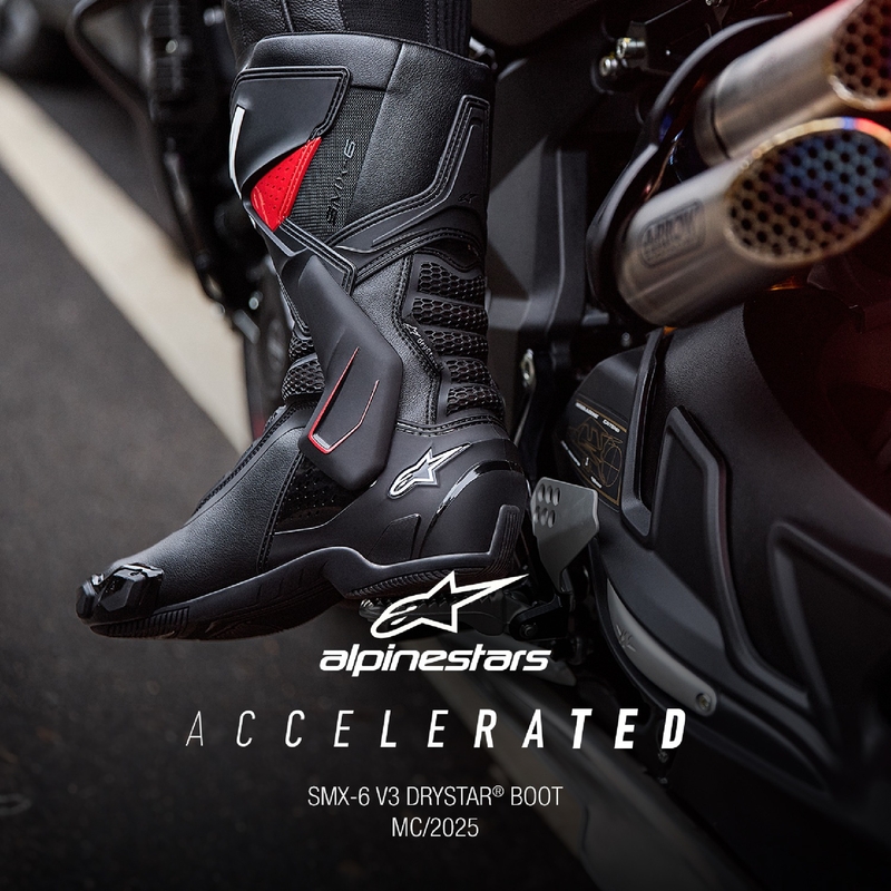 Alpinestars SMX-6 3 Drystar melni un sarkani motocikla zābaki