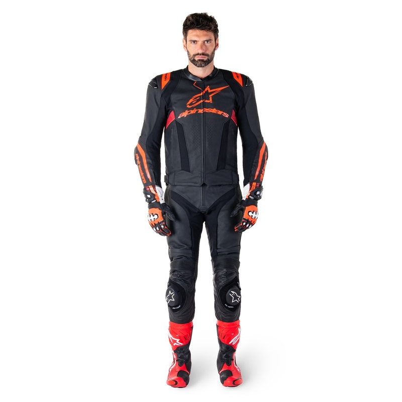 Alpinestars Missile 3 Ignition Black-Fluo Red-Dark Red ādas motocikla jaka